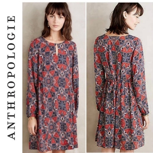 Anthropologie Paper Crown Red/blue Dress - Picture 1 of 13
